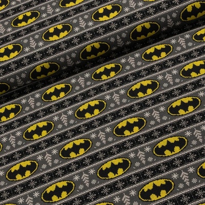 Bavlněný úplet TEPLÁKOVINA 8889154 BATMAN vánoce, žluto-šedá, š.180cm (látka v metráži)