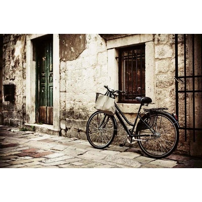 Dimex MS-5-1213 vliesová fototapeta na zeď Bicykel pri kamennom múre, rozmery 375 x 250 cm