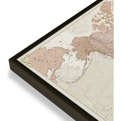 Maps International Svět - nástěnná mapa Antique 136 x 84 cm Varianta: mapa v hliníkovém rámu, Provedení: černý rám