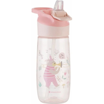 KikkaBoo hrnek se silikon pítkem 450 ml Music Fest pinková