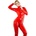 Гащеризон от латекс, висока яка и двоен цип, размер S - LateX Catsuit Red (29000683021)