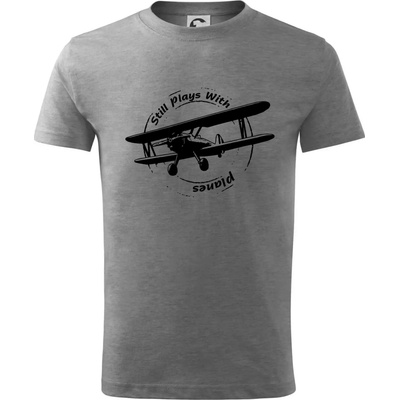 Still Plays With Planes Tričko dětské bavlněné Tmavě šedý melír