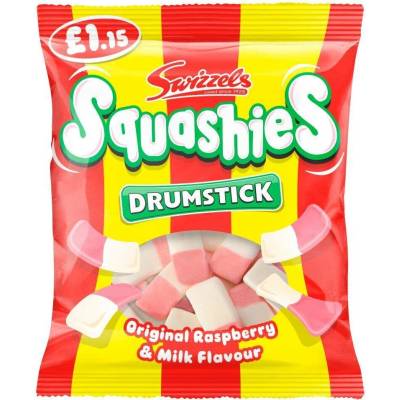 Swizzels Squashies pěnové bonbonky s příchutí maliny a smetany 120 g