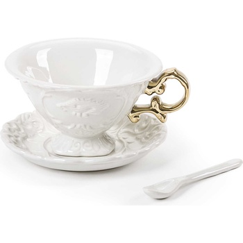 Seletti Чаша за чай I-Wares Gold с чинийка и лъжичка (09868)