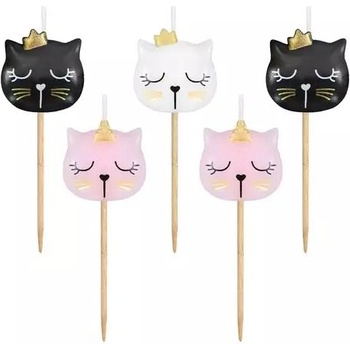 Godan Свещички за торта с котешки глави, 5 бр (pf-spki)