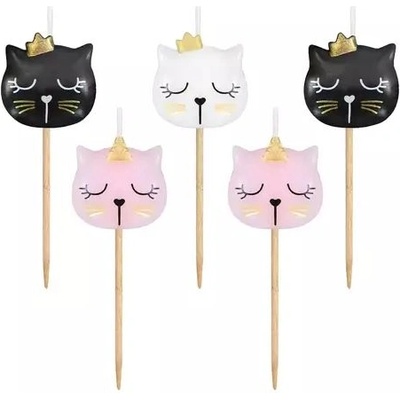 Godan Свещички за торта с котешки глави, 5 бр (pf-spki)