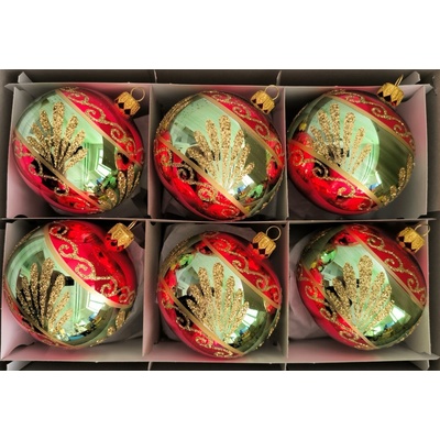 Skleněné vánoční ozdoby červeno zelené retro dekor Slezská tvorba – Zboží Dáma Skleněné vánoční ozdoby červeno zelené retro dekor Slezská tvorba – Zboží Dáma
