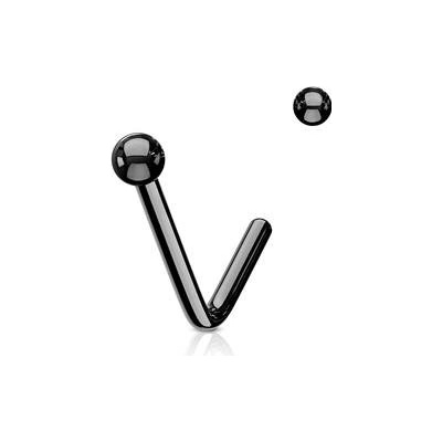 Šperky4U zahnutý piercing do nosu kulička N0075-K