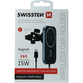 SWISSTEN MagSafe držák telefonu do auta s bezdrátovým nabíjením / 15 W / MagSafe / Qi / pro iPhone 12 iPhone 12 Pro 65010609