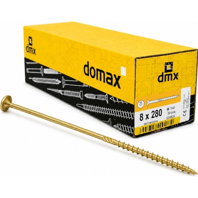 Konštrukčný vrut do dreva 8 × 280 mm, tanierová hlava TX40 – Domax CT