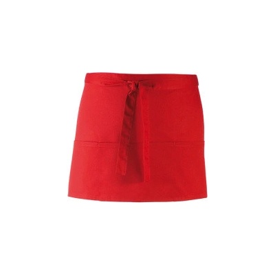 Premier Workwear Pracovní zástěra krátká s kapsami PR155 Red Pantone 200 60x33cm