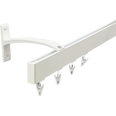 Kovovégarnýže Garnýže Square line elegance plug bílá lesklá Jednořadá, 401-500cm, jezdec s háčkem