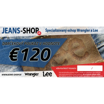 JEANS-SHOP Darčekový poukaz JEANS-SHOP.SK v hodnote 120Euro