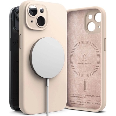 Ringke Magsafe Калъф за iPhone 15, Ringke Silicone Magnetic Case, Розов (8809919309387)