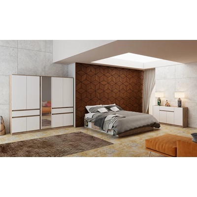 Bogdan Furniture G Спален комплект Мебели Богдан Clasic lux Композиция К963, Бяло гладко с Дъб суров