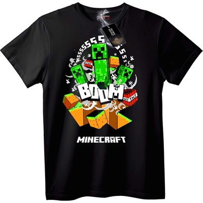 NOONEBRAND Тениска "Крийпъри Бум" от Minecraft - L, Black