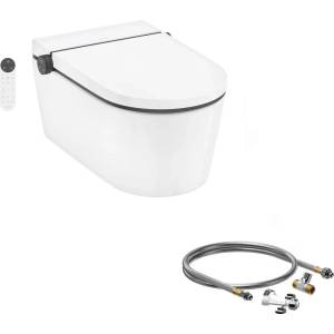 Hansgrohe Комплект окачена тоалетна чиния Hansgrohe LavaPura Element S с функция биде бяло и комплект за водна връзка (63021450+60308000)