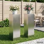 vidaXL Стойка за растения 2 pcs Сребристо 30 x 30 x 100 см Стомана (8012511)