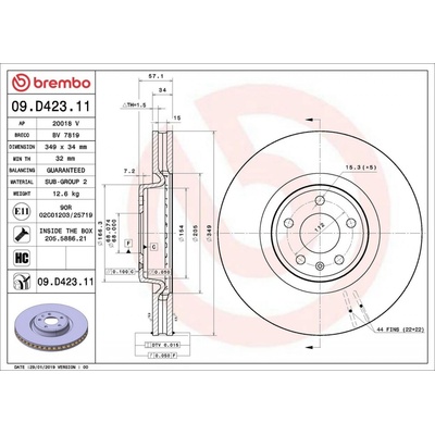 Brzdový kotouč BREMBO 09.D423.11 | Zboží Auto