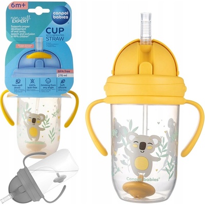 Canpol Babies nevylévací hrníček se slámkou a závažím Exotic Koala žlutý 270 ml – Zboží Dáma