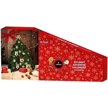 LEROS BYLINNÝ ADVENTNÝ KALENDÁR STROMČEK 4 24 druhov čajov po 1 vrecúšku ozdoby 24 ks menovky 24 ks 39,3 g inov. 2024 1x1 set