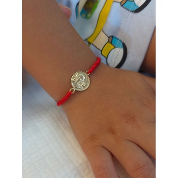 Златна Богородица за бебе с червен конец (Дзг16)