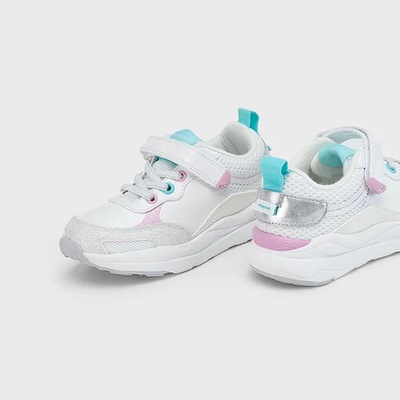 Mayoral Маратонки в бяло с цветни ярки детайли и велкро за мини момиче Майорал