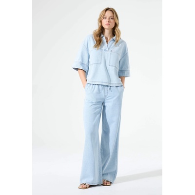 Dámské lehké široké světlé rifle Garcia jeans P260317 světle modrá