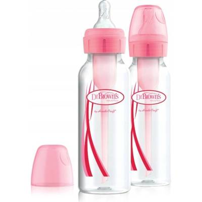 Dr. Brown's Options+ Antikoliková fľaša štandardná 0+ ružová 250 ml 2 ks