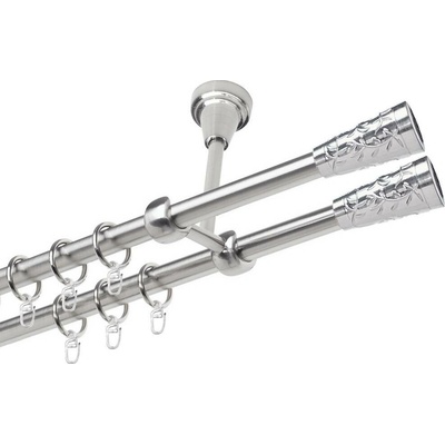 OK-GarnýžeCZ Garnýž kovová dvouřadá 19mm Sevilla double nerez 330 cm do stropu / kroužky s háčkem