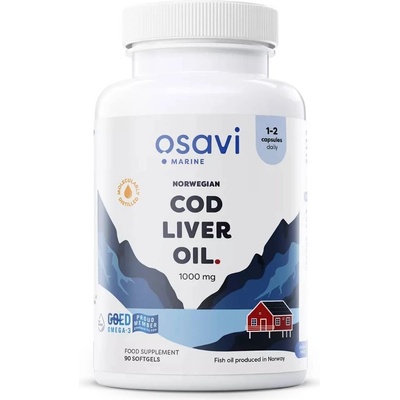 Osavi Norwegian Cod Liver Oil, 1000 mg, lemon, 90 гел капсули, Osavi