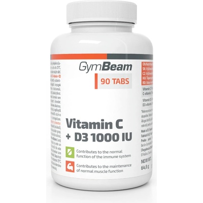GymBeam Vitamín C + D3 1000 IU 90 tablet
