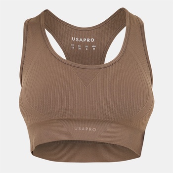 USA Pro UP Seamless Crop Sports Bra - Dusky Mocha