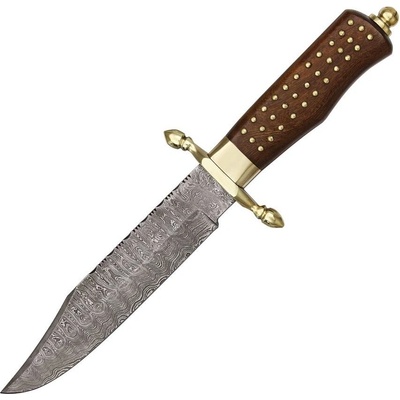 Brass Pin Bowie s pevnou čepelí Damascus