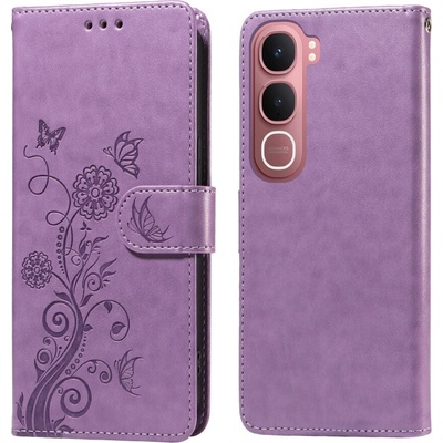 Flowery knížkové pouzdro na Vivo Y21d/Vivo Y31 5G - fialové