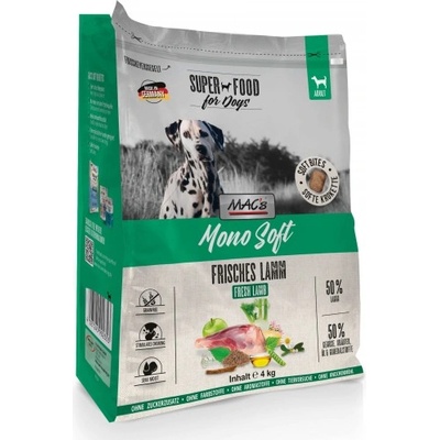 MAC's Mac’s Mono Soft FRESH Dog Adult GRAIN FREE - висококачествена ПОЛУ-ВЛАЖНА храна за пораснали кучета от средни и едри породи само един източник на животински протеин - АГНЕШКО МЕСО, 4 кг - Германия - 90231