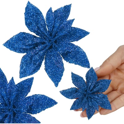 SPRINGOS Vánoční hvězda s trnem 8x3cm modrá vánoční dekorace CA1239-XG