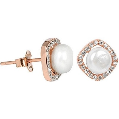 JwL Jewellery Strieborné náušnice s pravou bielou perlou a kryštály JL0252