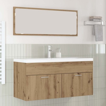 vidaXL Шкаф за баня с врата Дъб 100 x 38, 5 x 46 cm Инженерно дърво (3415905)