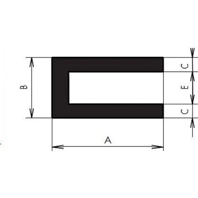 TS Profil pryžový tvar "U" 12x6/2,5 mm, EPDM 70°Sh, -40°C/+100°C, černý dvouproud – Hledejceny.cz