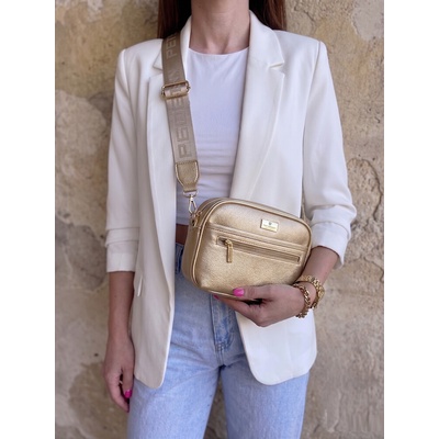 Dámska crossbody kabelka zlatá Elegantná kabelka cez rameno s nastaviteľným popruhom