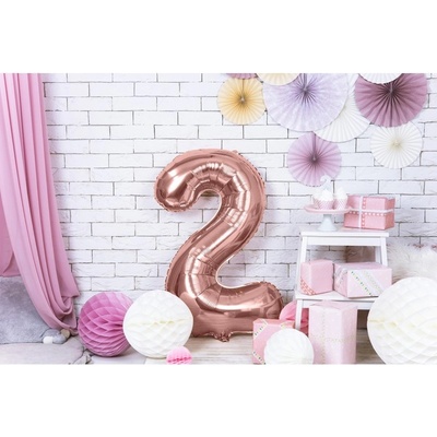 Party Deco FB1M-2-019R Fóliový balón Číslo ružové zlato 86cm 2