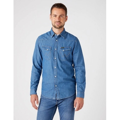 Wrangler pánska riflová košeľa Western dlouhý rukáv W5F25K14V mid stone