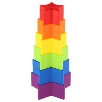 Teddies Věž/Pyramida hvězda barevná stohovací skládačka 6 ks
