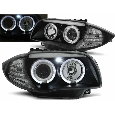 PŘEDNÍ SVĚTLOMETY BMW 1 E87, E81, 2004-2011, ANGEL EYES, ČERNÉ BLACK | Zboží Auto