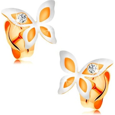 Šperky Eshop ve zlatě dvoubarevný motýlek s kulatým čirým zirkonkem S1GG165.09