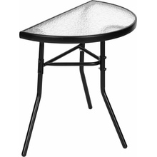 MultiGarden SC-090 Půlkruhový skleněný zahradní stolek, 70 × 64 × 43 cm, černý