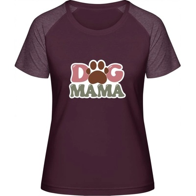 MyMate Predĺžené Tričko MY120 Nápis Dog Mama Burgundy / Heather Burgundy