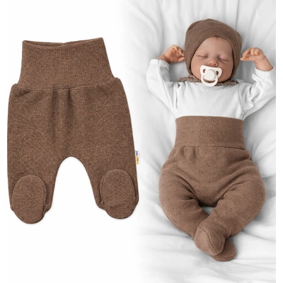 Baby Nellys Pletené kojenecké polodupačky Hand Made hnědé