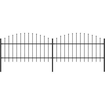 OMAXI Zahradní plot s kopím nahoře ocelový 337 x 125 cm černý 714516